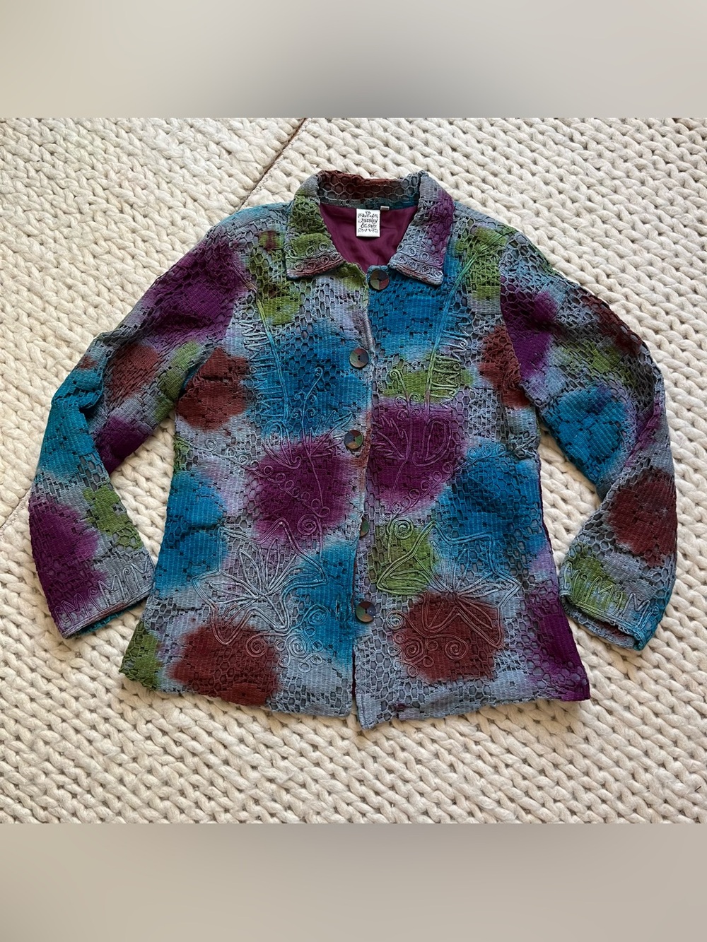Paisley and Sage Spring Jacket Button-Front  | X-Large